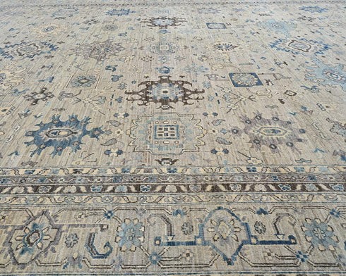 12x15 Ziegler Gray Afghan Hand Knotted Wool Area Rug